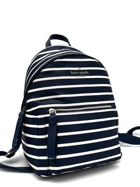 Kate Spade Chelsea Nylon Medium Backpack Navy Blue Striped